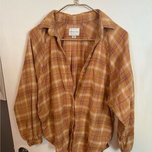 American Eagle Outfitters Tan Plaid Shirt